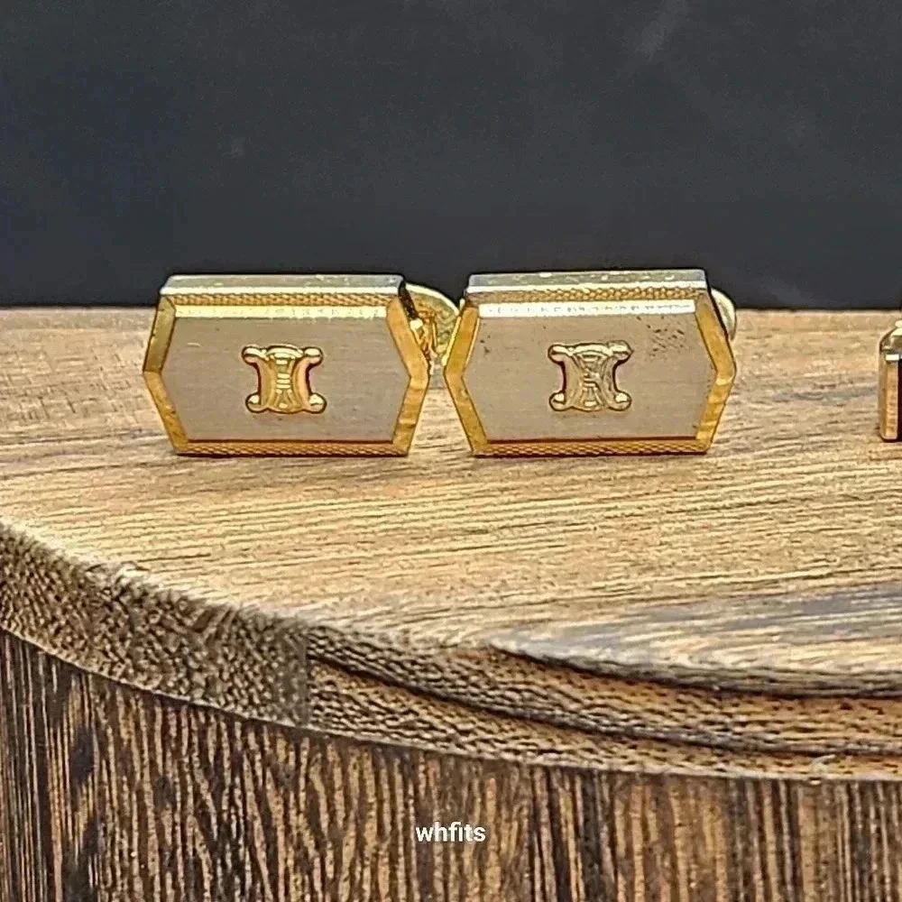 Celine Gold and Silver Tone Cufflinks and Tie Bar Set - Picture 5 of 6